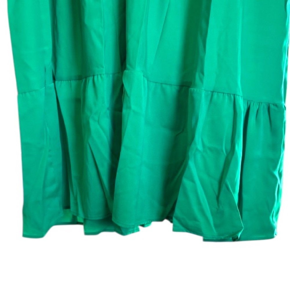 NWOT-Vibrant Green Maxi Dress with Ruffled Sleeves - Picture 5 of 8